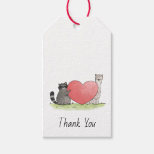 Süße Waschbär und Lama Sq1uare Danke Geschenkanhänger