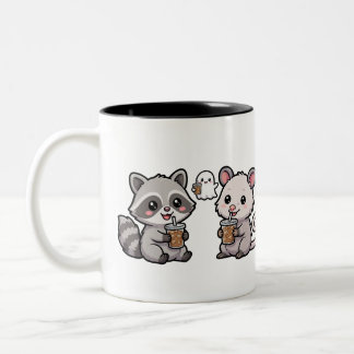 Süße Waschbär- und Opossum-Kaffeetasse, Kawaii Zweifarbige Tasse