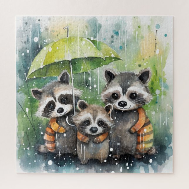 Süße Waschbären im Regen (Vertikal)