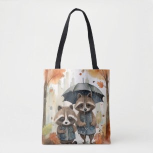 Süße Waschbären im Regen Tasche