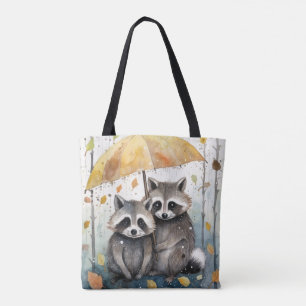Süße Waschbären im Regen Tasche