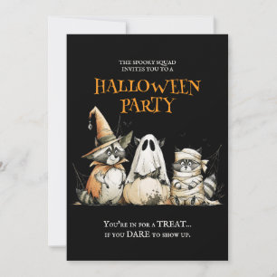 Süße Waschbären-Spooky-Squad lustige Halloween-Par Einladung