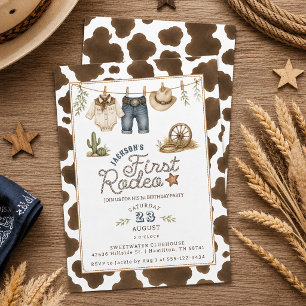 Süße Wäscheleine First Rodeo 1. Geburtstagsfeier Einladung