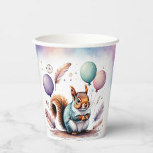 Süße Wasserfarbe-Baby-Eichhörnchen-Balloons-Geburt