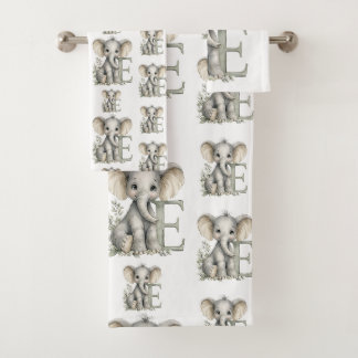 Süße Wasserfarbe-Baby-Tier-Alphabet Elefant Badhandtuch Set