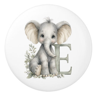Süße Wasserfarbe Baby-Tier-Alphabet Elefant Keramikknauf