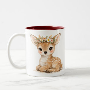 Süße Wasserfarbe-Babyhirsch-Wald-Rehkitz-Tasse Zweifarbige Tasse
