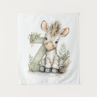 Süße Wasserfarbe-Babytieralphabet-Zebra Wandteppich