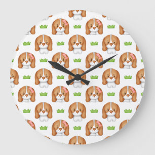 Süße Wasserfarbe-Beagle-Hund-Wanduhr Große Wanduhr