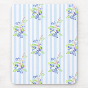 Süße Wasserfarbe Blaubeer Botanische Streifen Must Mousepad