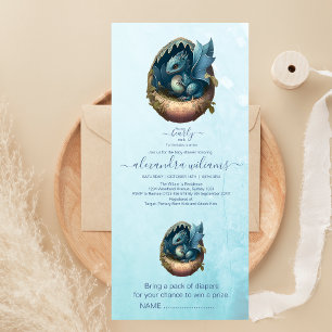 Süße Wasserfarbe Blaue Drache Baby Shower All In One Einladung