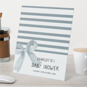 Süße Wasserfarbe Blaue Schleife Baby Shower Begrüß Sockelschild