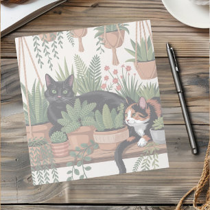 Süße Wasserfarbe Botanische Katze Notizblock