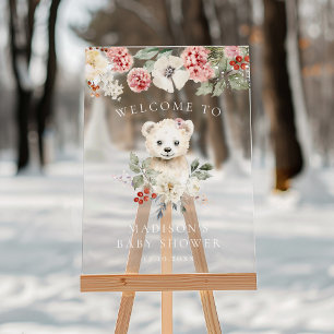 Süße Wasserfarbe-Eisbär-Baby-Party-Willkommen Acrylschild