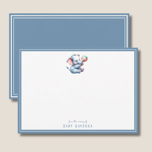 Süße Wasserfarbe-Elefanten-Baby-Shower-Notizkarte Mitteilungskarte
