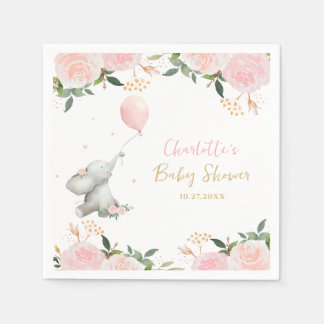 Süße Wasserfarbe-Elefanten-Blumen-Mädchen-Baby-Par Serviette