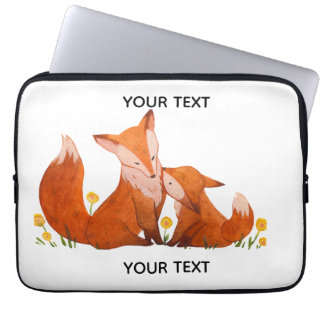 Süße Wasserfarbe-Fuchs-Familie Personalisiert Laptopschutzhülle