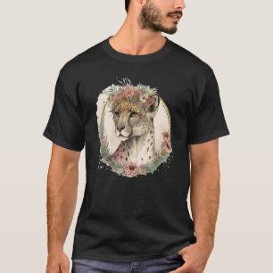 Süße Wasserfarbe Gepard Blumenkrone Safari-Tier T-Shirt