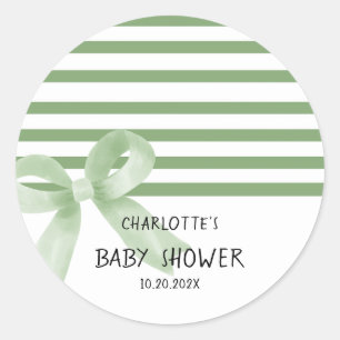Süße Wasserfarbe Grüne Schleife Baby Shower Runder Aufkleber