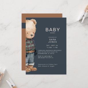 Süße Wasserfarbe Junge Teddybär Baby Shower Einladung