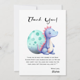Süße Wasserfarbe Kleiner Dinosaurier Baby Shower Dankeskarte