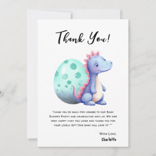 Süße Wasserfarbe Kleiner Dinosaurier Baby Shower Dankeskarte