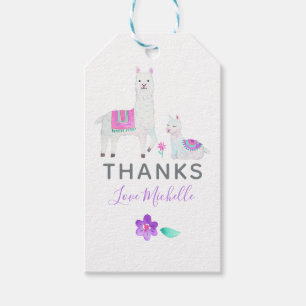 Süße Wasserfarbe-Lama-Themen-Baby-Shower-Dankeschö Geschenkanhänger