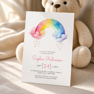 Süße Wasserfarbe Moderne Regenbogen-Baby-Party Einladung