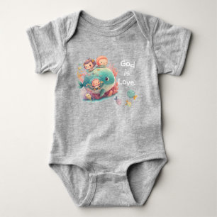 Süße Wasserfarbe Naive Kinderkunst Wal Fisch  Baby Strampler