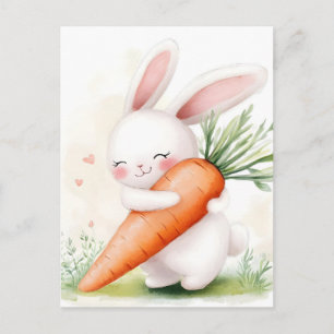 Süße Wasserfarbe Osterhase Karotte Ankündigungspostkarte
