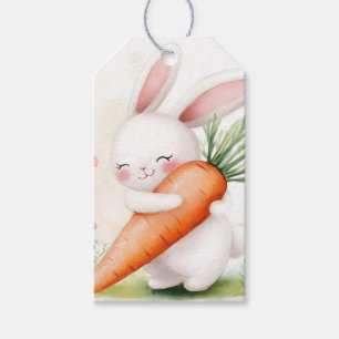 Süße Wasserfarbe Osterhase Karotte Geschenkanhänger