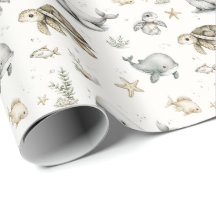 Süße Wasserfarbe-Ozean-Baby-Tiere 
