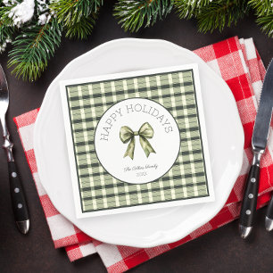 Süße Wasserfarbe-Schleife Grün Kariert Weihnachten Serviette