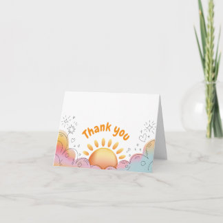 Süße Wasserfarbe Sonne und Glitzer Doodle Dankeskarte