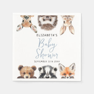 Süße Wasserfarbe Waldtiere Junge Baby-Party Serviette