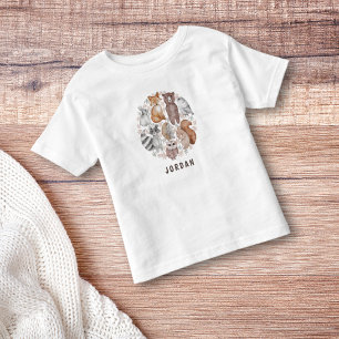 Süße Wasserfarbe Waldtiere Name Kleinkind T-shirt