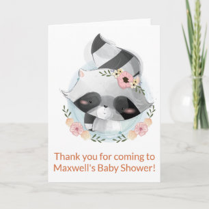 Süße Wasserfarbe-Waschbär-Baby-Shower-Dankeskarten Feiertagskarte