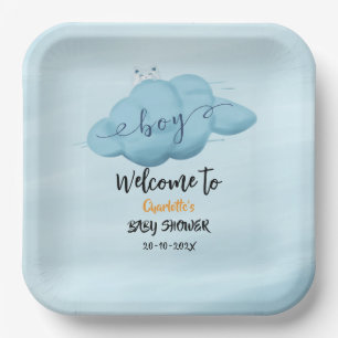 Süße Wasserfarbe-Wolken-Baby-Jungen-Party Pappteller