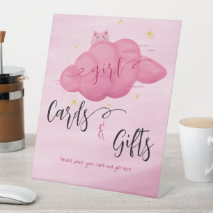Süße Wasserfarbe-Wolken-Babymädchen-Karten und Ges Sockelschild