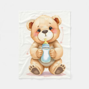 Süße Wasserfarben-Baby-Teddybär-Illustration  Fleecedecke