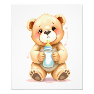Süße Wasserfarben-Baby-Teddybär-Illustration Fotodruck