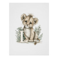 Süße Wasserfarben-Babytiere mit Alphabet-Buchstabe