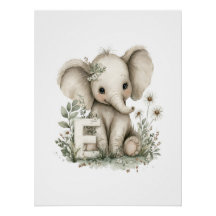 Süße Wasserfarben-Babytiere mit Alphabet-Buchstabe