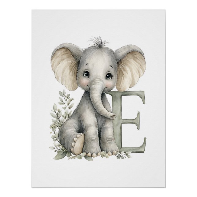 Süße Wasserfarben-Babytiere mit Buchstaben des Alp Poster (Vorderseite)