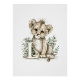 Süße Wasserfarben-Babytiere mit Buchstaben des Alp Poster
