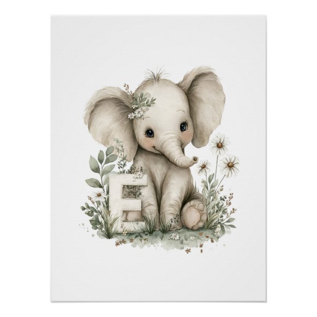 Süße Wasserfarben-Babytiere mit Buchstaben des Alp Poster (Vorderseite)