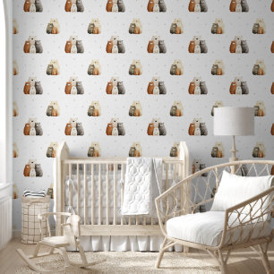 Süße Wasserfarben-Bärenfamilie Boho-Kinderzimmer Tapete