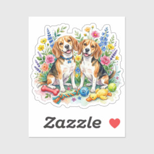 Süße Wasserfarben-Beagles Aufkleber