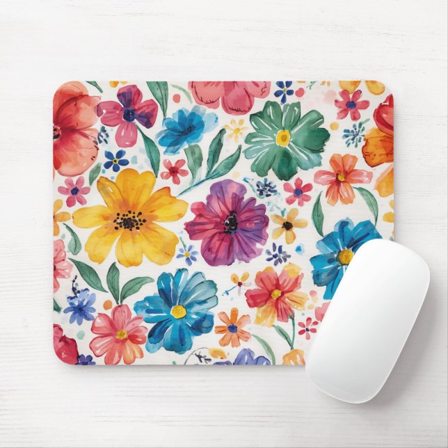 Süße Wasserfarben-Blumen Mousepad (Mit Mouse)