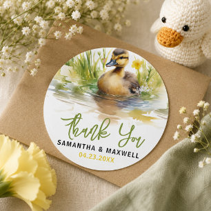 Süße Wasserfarben-Enten-Baby- Shower für Jungen Runder Aufkleber